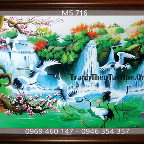 Tranh thêu chim hạc MS 716