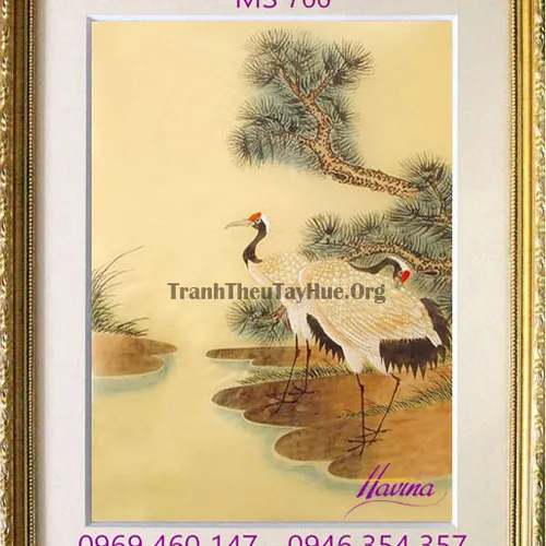 Tranh thêu chim hạc MS 766