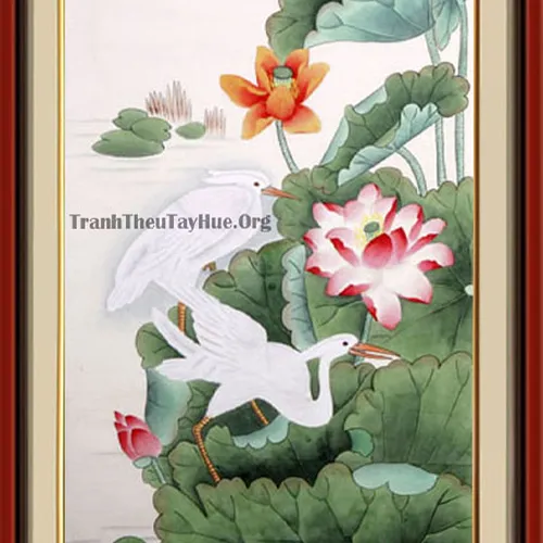 Tranh thêu chim hạc MS 782