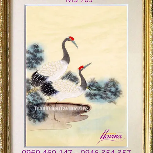 Tranh thêu chim hạc MS 783