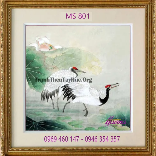Tranh thêu chim hạc MS 801