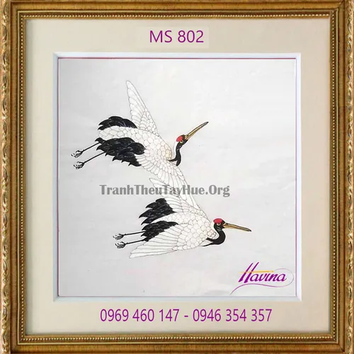 Tranh thêu chim hạc MS 802