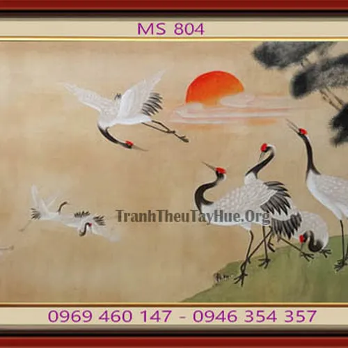 Tranh thêu chim hạc MS 804