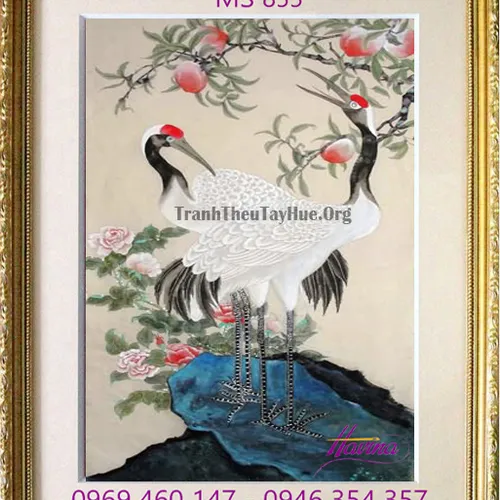 Tranh thêu chim hạc MS 855