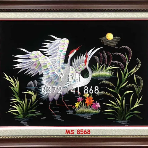Tranh thêu chim hạc MS 8568
