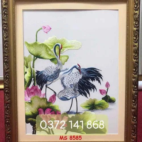 Tranh thêu chim hạc MS 8595