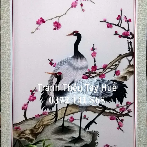 Tranh thêu chim hạc ms 8838