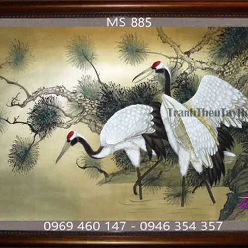 Tranh thêu chim hạc MS 885