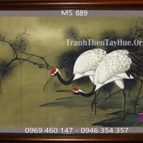 Tranh thêu chim hạc MS 889