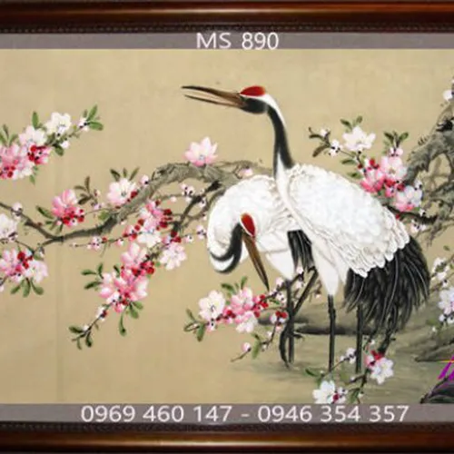 Tranh thêu chim hạc MS 890