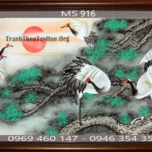 Tranh thêu chim hạc MS 916