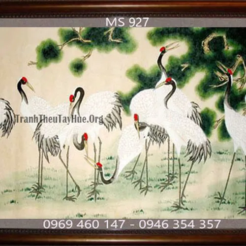 Tranh thêu chim hạc MS 927