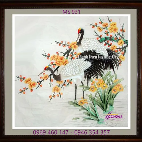 Tranh thêu chim hạc MS 931