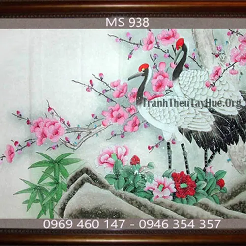 Tranh thêu chim hạc MS 938