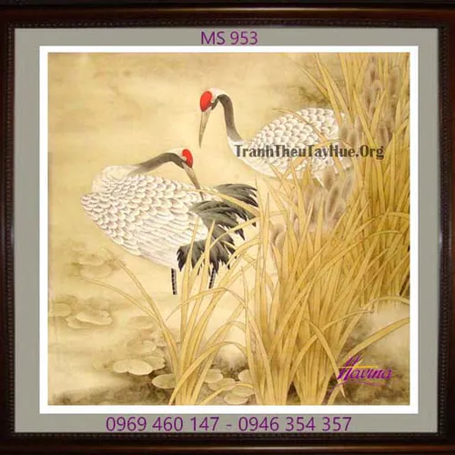 Tranh thêu chim hạc MS 953
