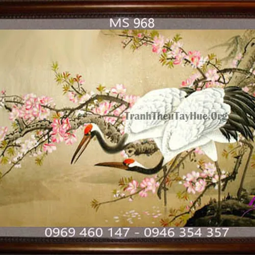 Tranh thêu chim hạc MS 968