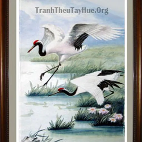 Tranh thêu chim hạc MS 974