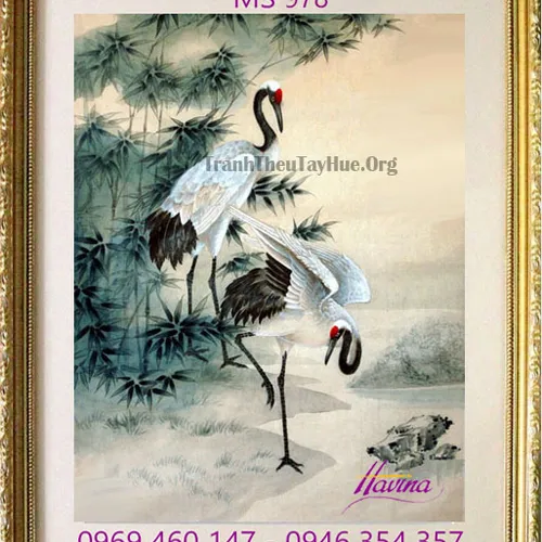 Tranh thêu chim hạc MS 978