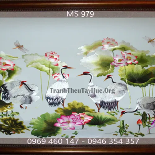 Tranh thêu chim hạc MS 979