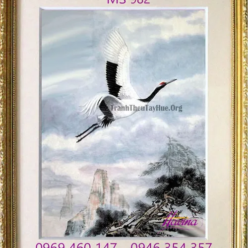 Tranh thêu chim hạc MS 982