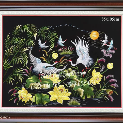 Tranh thêu chim hạc MS 9843