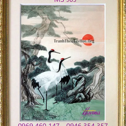 Tranh thêu chim hạc MS 985