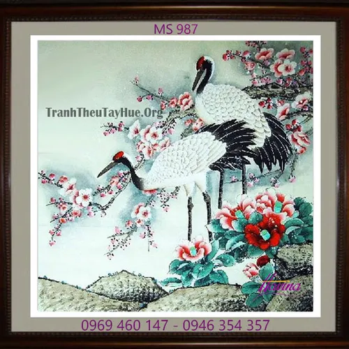 Tranh thêu chim hạc MS 987
