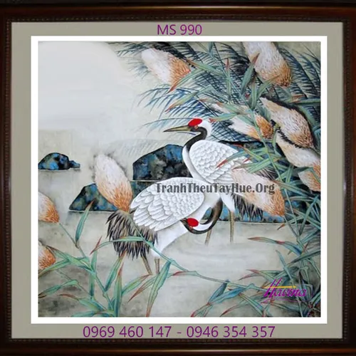 Tranh thêu chim hạc MS 990