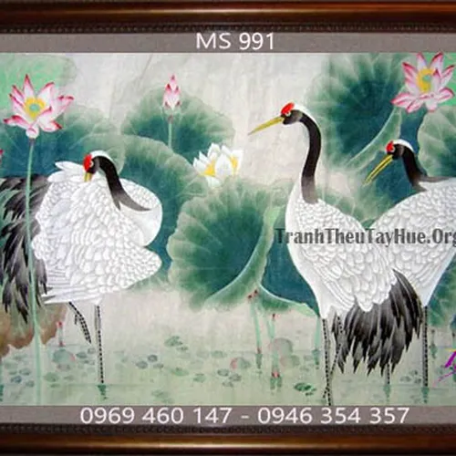 Tranh thêu chim hạc MS 991