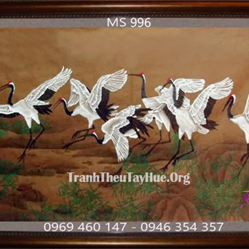 Tranh thêu chim hạc MS 996