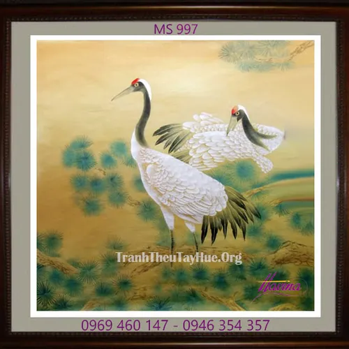 Tranh thêu chim hạc MS 997