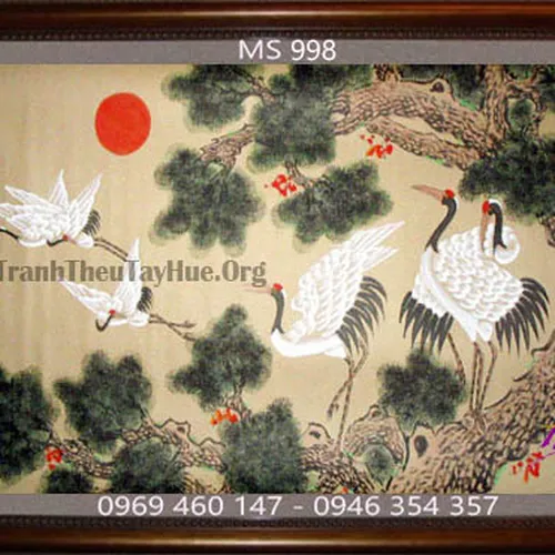 Tranh thêu chim hạc MS 998