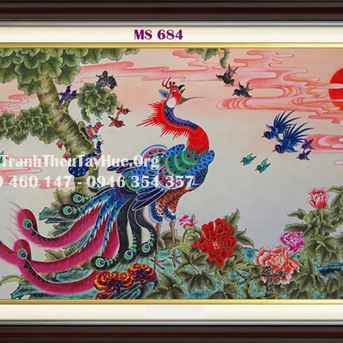 TRANH THÊU CHIM PHƯỢNG HOÀNG MS 684