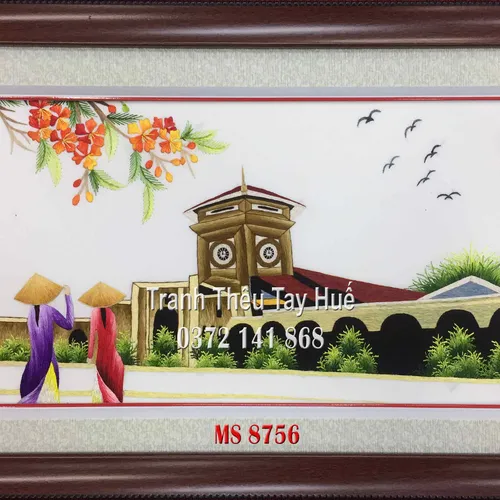 Tranh thêu chợ bến thành MS 8756