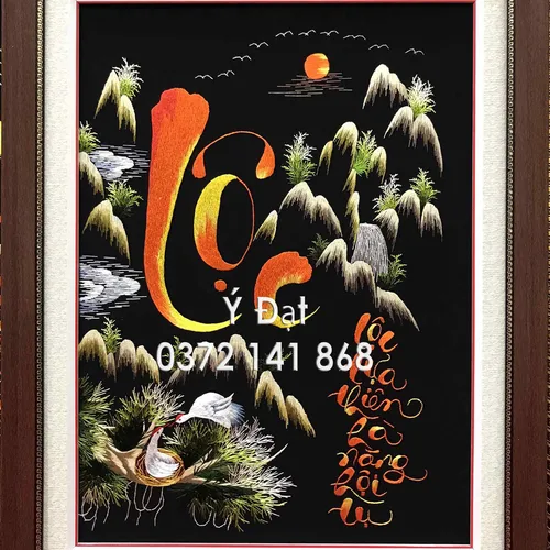 Tranh thêu chữ lộc ms 8611