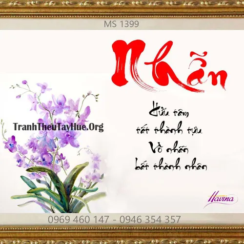 TRANH THÊU CHỮ NHẪN MS 1399