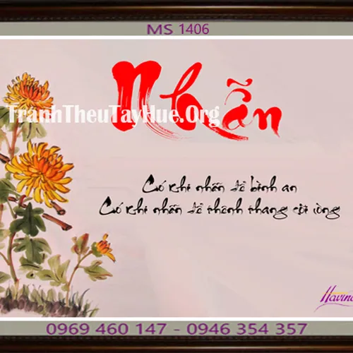 TRANH THÊU CHỮ NHẪN MS 1406