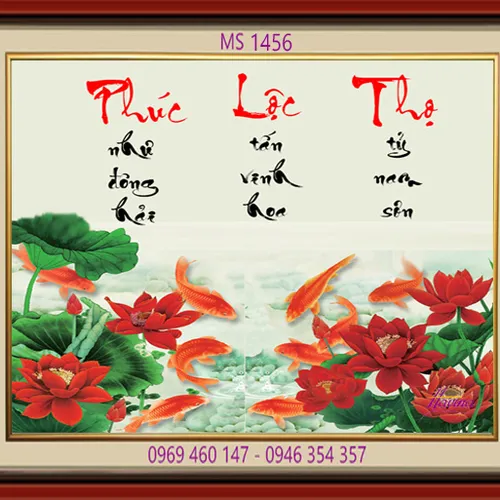 TRANH THÊU CHỮ PHÚC LỘC THỌ MS 1456