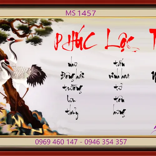 TRANH THÊU CHỮ PHÚC LỘC THỌ MS 1457