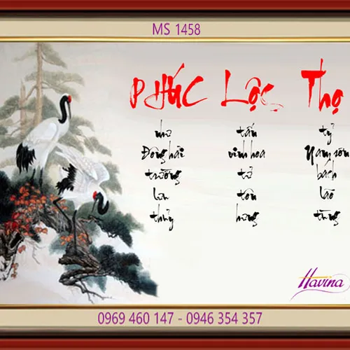 TRANH THÊU CHỮ PHÚC LỘC THỌ MS 1458