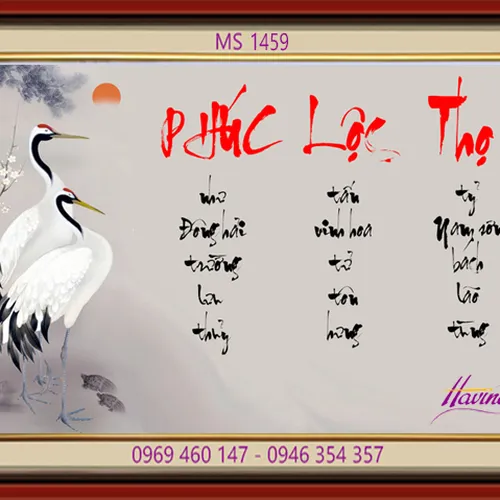 TRANH THÊU CHỮ PHÚC LỘC THỌ MS 1459