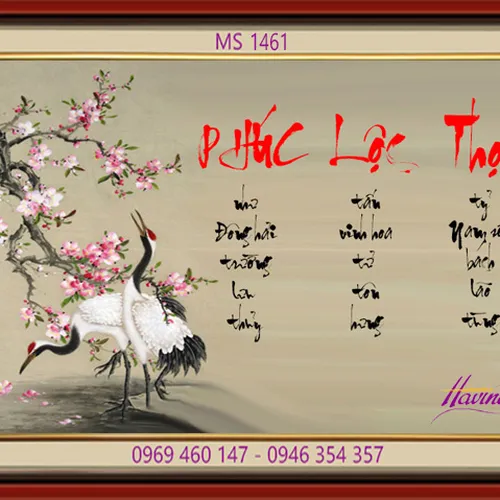 TRANH THÊU CHỮ PHÚC LỘC THỌ MS 1461