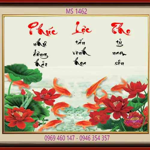 TRANH THÊU CHỮ PHÚC LỘC THỌ MS 1462