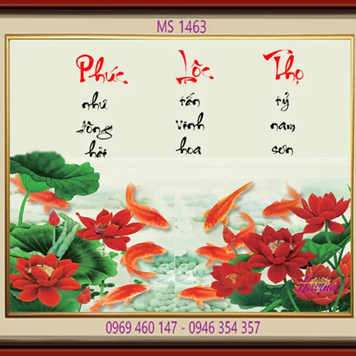 TRANH THÊU CHỮ PHÚC LỘC THỌ MS 1463