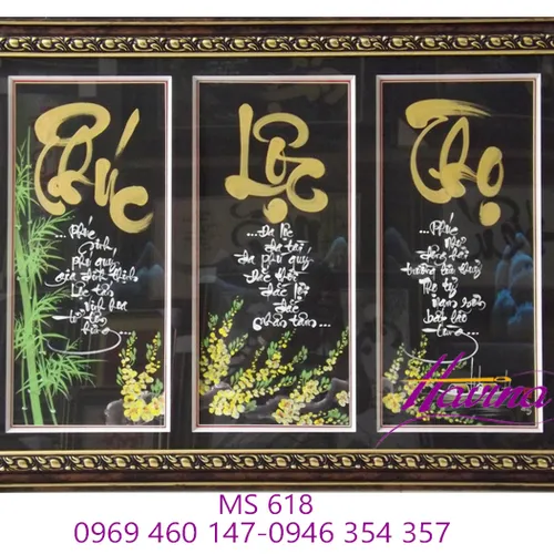 TRANH THÊU CHỮ PHÚC LỘC THỌ MS 618