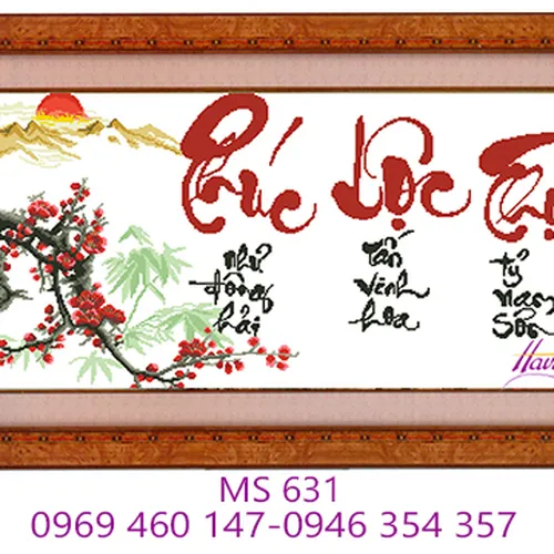 TRANH THÊU CHỮ PHÚC LỘC THỌ MS 631