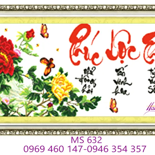 TRANH THÊU CHỮ PHÚC LỘC THỌ MS 632