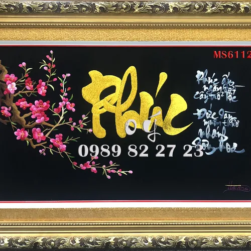 Tranh thêu chữ Phúc  MS 6112