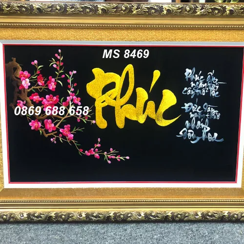 Tranh thêu chữ Phúc ms 8469 - thêu tay nghệ thuật Huế