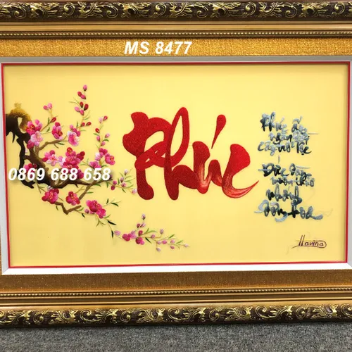 Tranh thêu chữ phúc ms 8477 - Thêu tay cao cấp Huế
